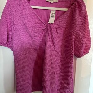 LOFT Textured Magenta Blouse
